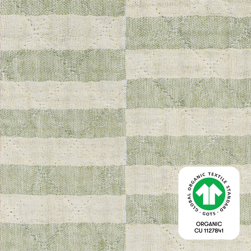 Stripe Quilted Muslin Changing Pad Cover, Moss