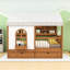 Lit maison avec 2 tiroirs, bibliothèque à DEL et ports de chargement-124009999