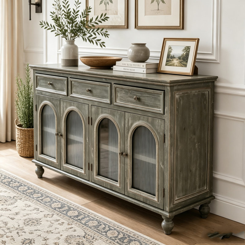 Buffet 59,06 "Farmhouse, Noir + gris