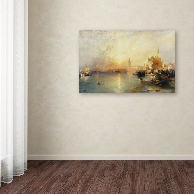 « coucher de soleil venice 1902 » par thomas moran, reproduction d’art sur toile tendue encadrée, H 12 po x l 19 po x P 2 po