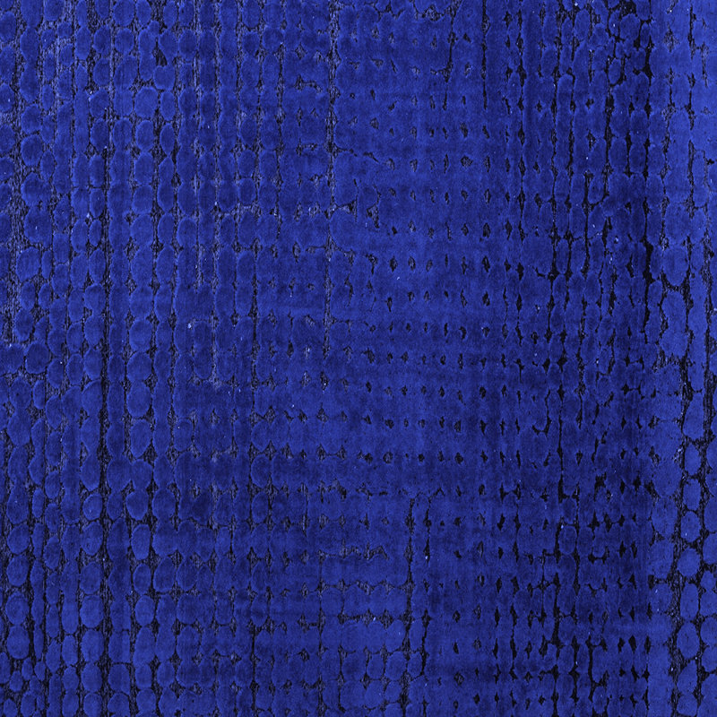 Tapis carré en laine / polyester géométrique tissé à la machine 4 pi x 4 pi bleu