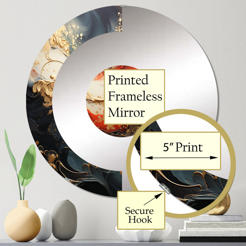 Adeyne - Miroir mural demi-cercle, 23,6 po x 23,6 po