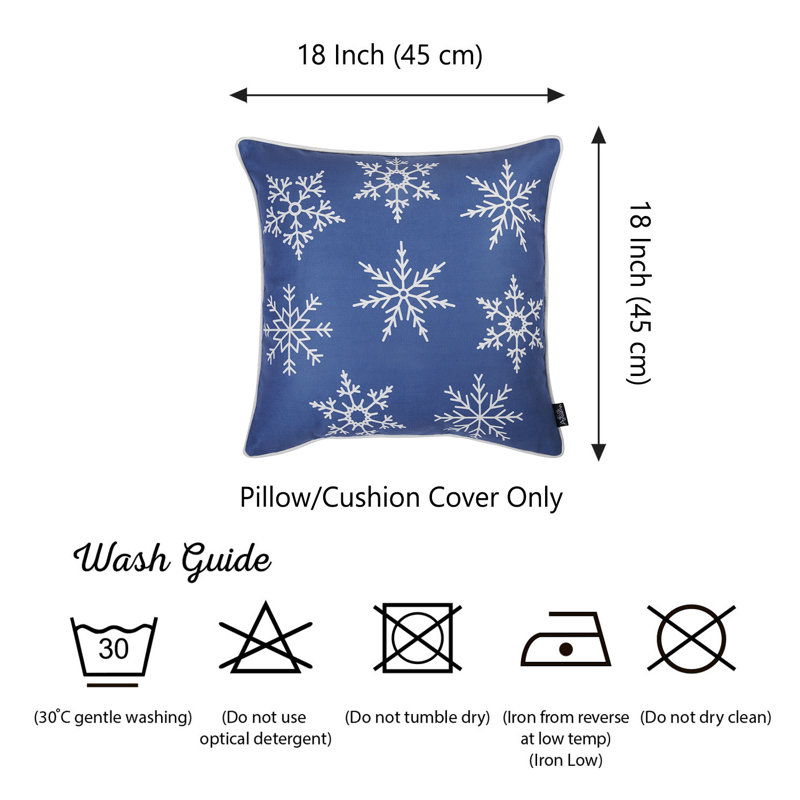 Blue Snowflakes Polyester Christmas Throw Pillow Cover