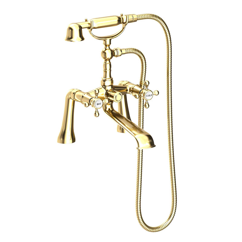 Chesterfield Deck Mount Exposed Tub & Hand Shower Set, Forever Brass (PVD)