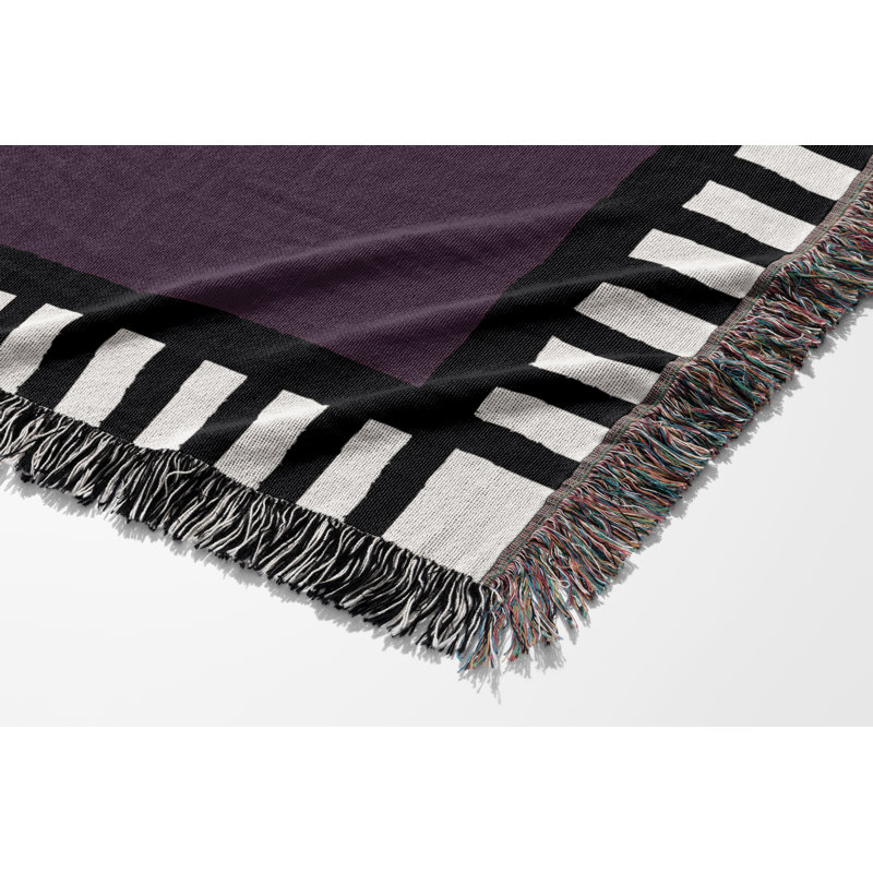 Jeté en mélange de coton Vanjo Snake, L 60 po x l 60 po, Mauve / noir / blanc cassé