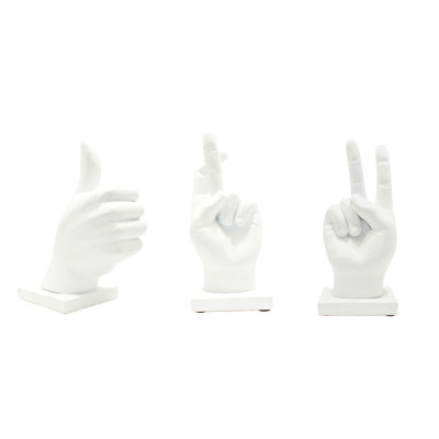 Adam & Friends Home Decor Fingers Crossed, Peace Sign, Thumbs Up Sculpture | 3-Piece |