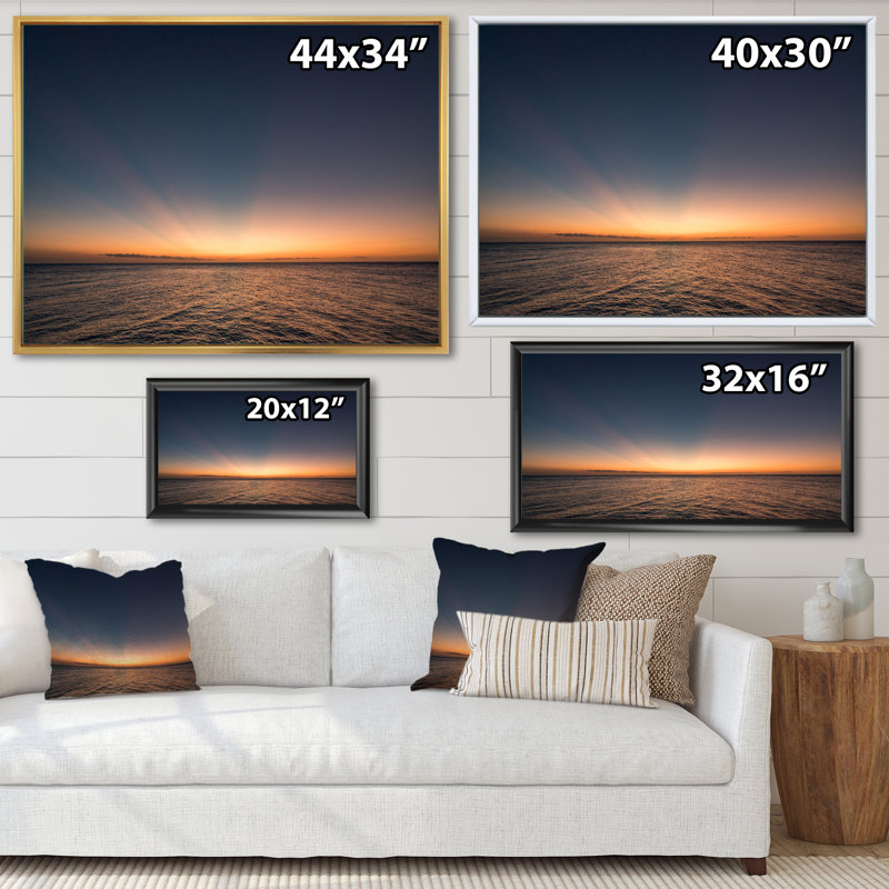 «Tropical Caribbean Island Sunset I», reproduction sur toile, Cadre photo doré, H 12 po x l 20 po x P 1 po