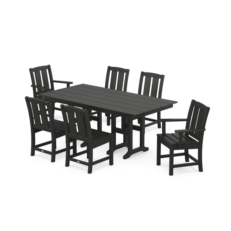 Mission 7-Piece Farmhouse Dining Set in Sand, Black