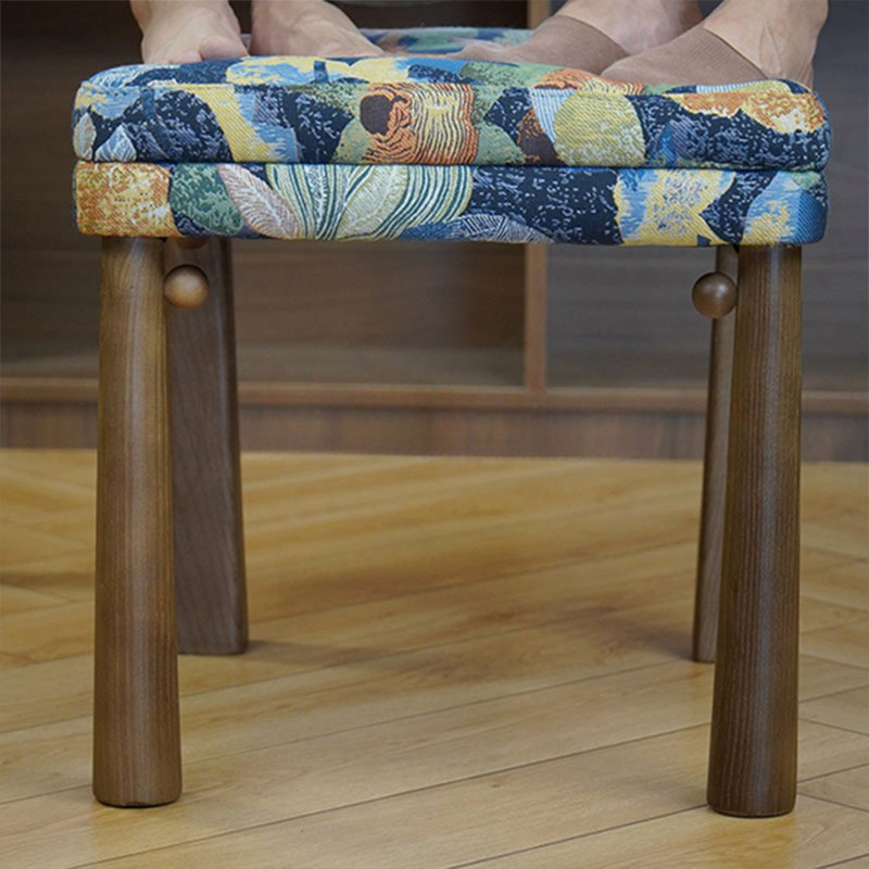 Mid-Century Upholstered Dining Chair (Set of 2) - Solid Ash Wood with Roman Column Backrest