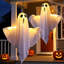 8 décorations de fantômes d'Halloween illuminées, fantômes volants suspendus blancs pour la cour avant, patio, pelouse, jardin, fête, nécessite des piles AA (non incluses)