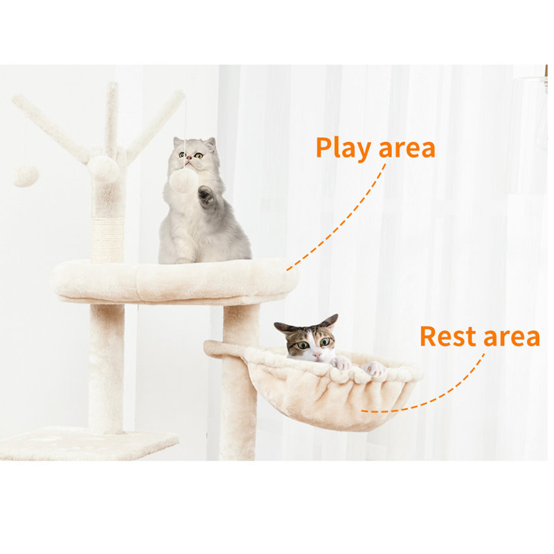Arbre à chat avec bac à litière, tour à chat 2 en 1, 61,8 po