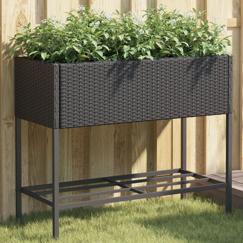 Celep Metal Elevated Planter, Black, 75cm H x 90cm W x 40cm D