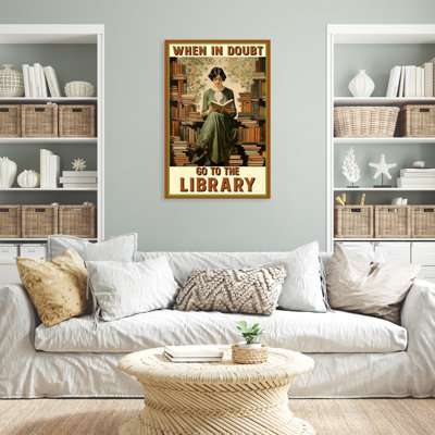 «When In Dououte Go To The Library», reproduction d'art graphique sur toile tendue