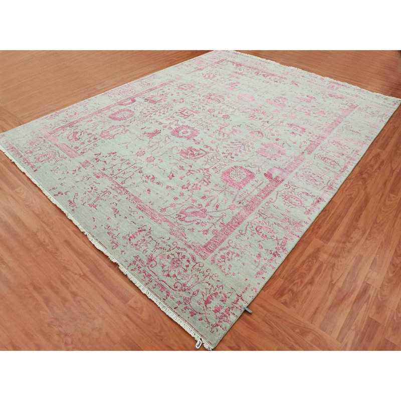 Tapis en laine et soie noué à la main 8 pi 10 po x 11 pi 3 po beige Zoroastrian 27CB046E72D24A4793714D49199441CD