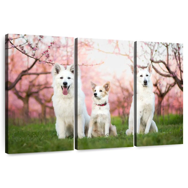 Famille de chiens, 32" H x 50" W