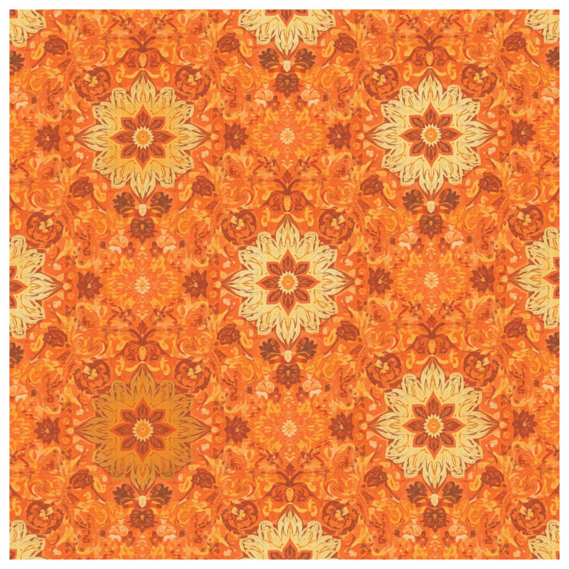Tapisserie murale mandala floral orange, 68 po H x 80 po L avec 4 œillets