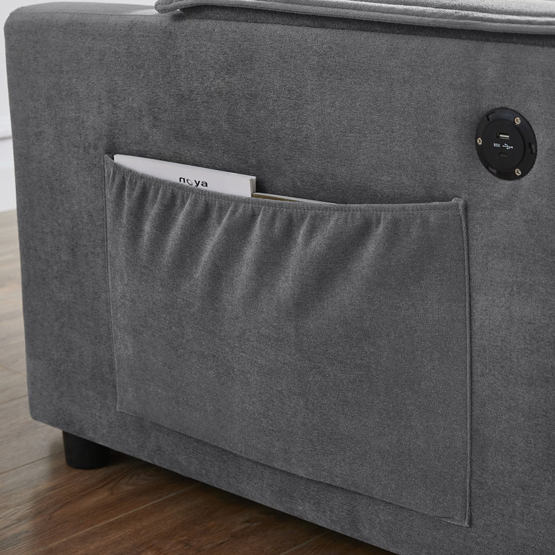 Convertible Loveseat Sleeper Sofa Couch with Adjustable Backrest, 2 Seater Sofa With Pull-Out Bed with 2 Lumbar Pillows
