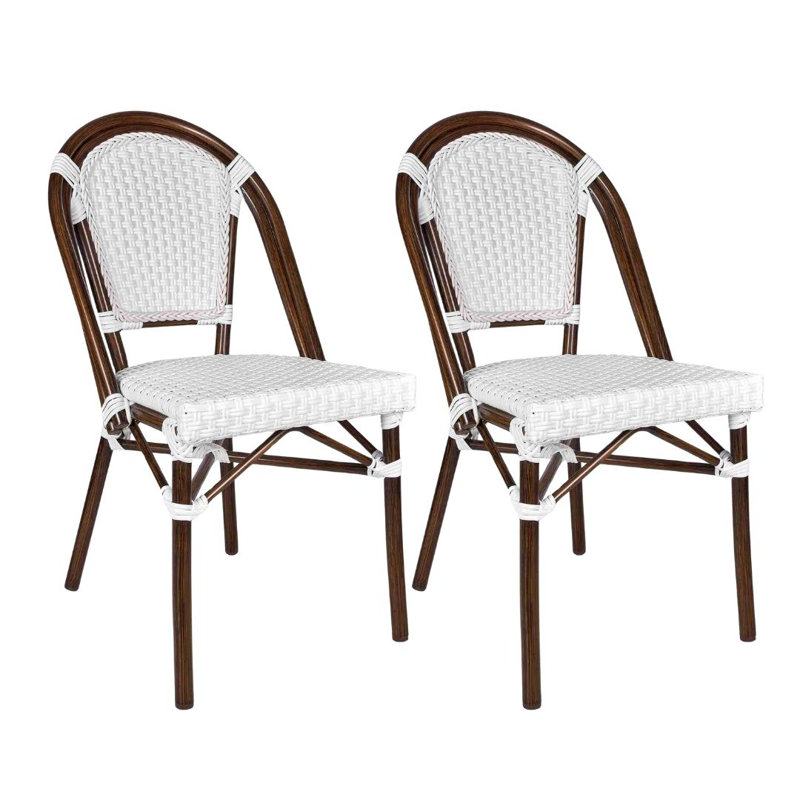 Ensemble de chaises de patio sans accoudoirs, ensemble de 2 chaises par Chivari, Blanc / Brun