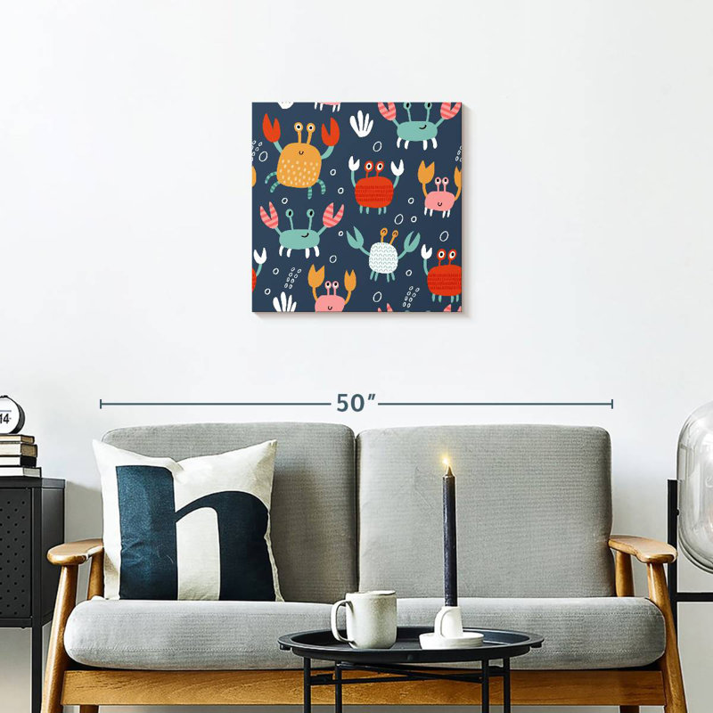 Ashelle, motif de crabes mignons, H 20 po x l 20 po