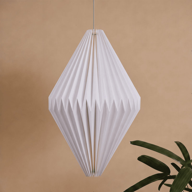 39cm H Cardboard / Paper Oval Pendant Shade in White