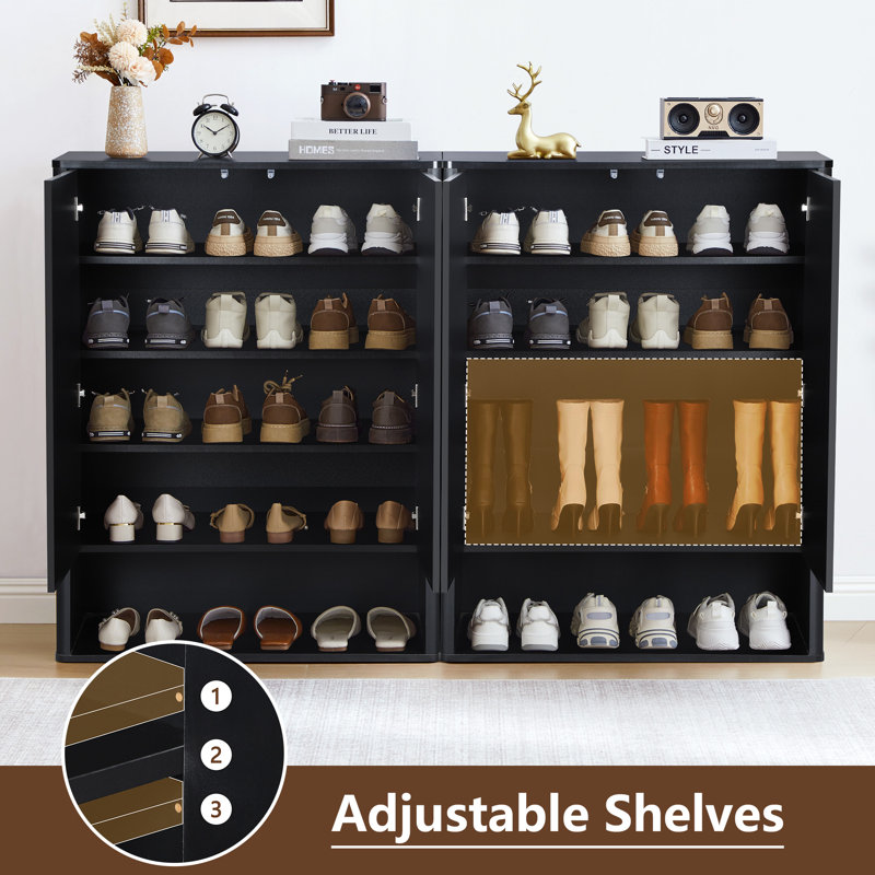 15 Pair Shoe Storage Cabinet, Black