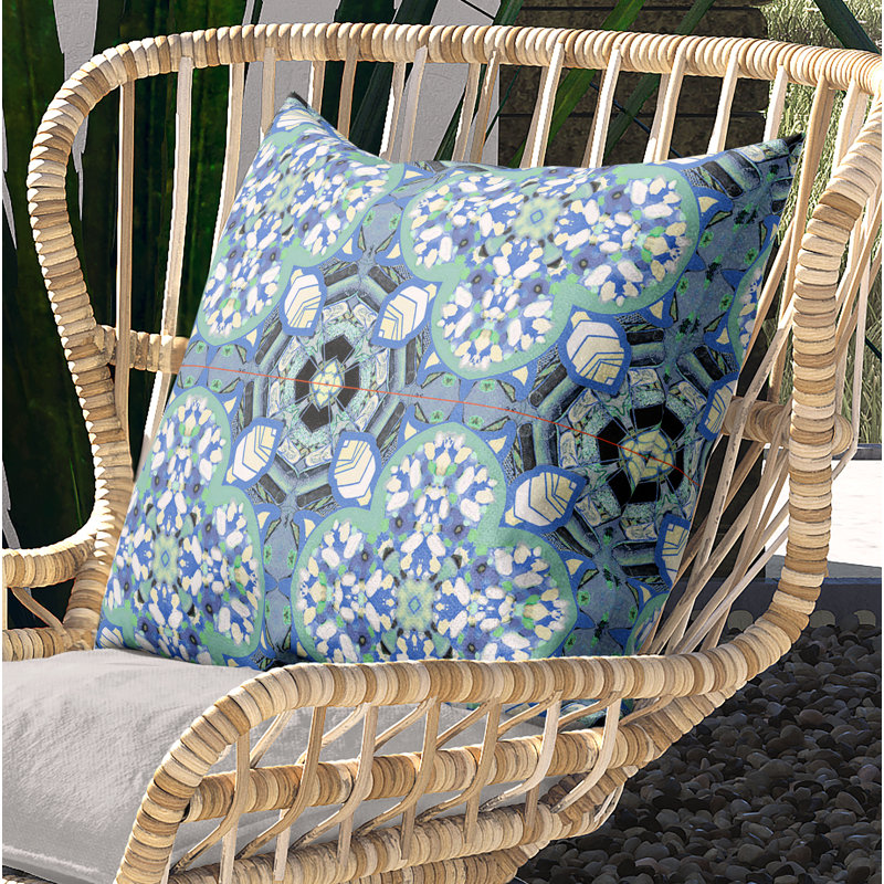 Housse de coussin carré et insert, 16" x 16", Bleu / blanc / noir