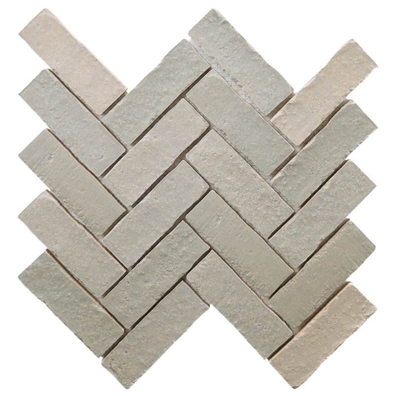 Brixon 1.5x4 Herringbone Matte Porcelain Mosaic Tile, Seawater Gray