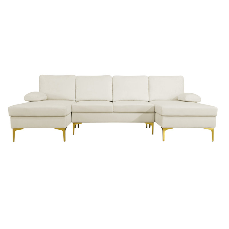 Komor Upholstered Sectional Symmetrical, Beige Fabric