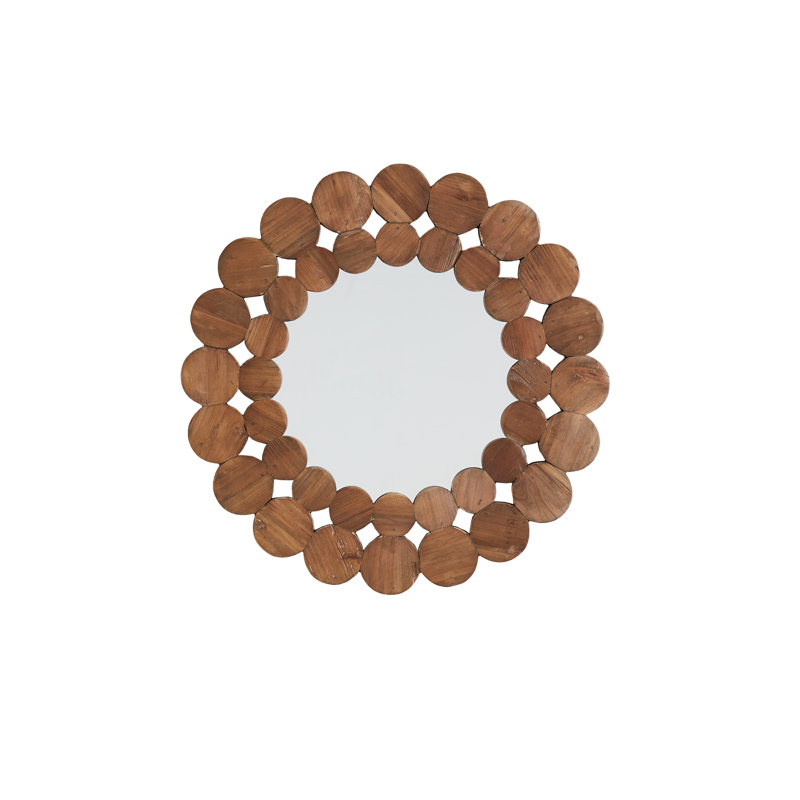 Alikee Solid Wood Flat Wall Mirror, 23.6" x 23.6", Natural