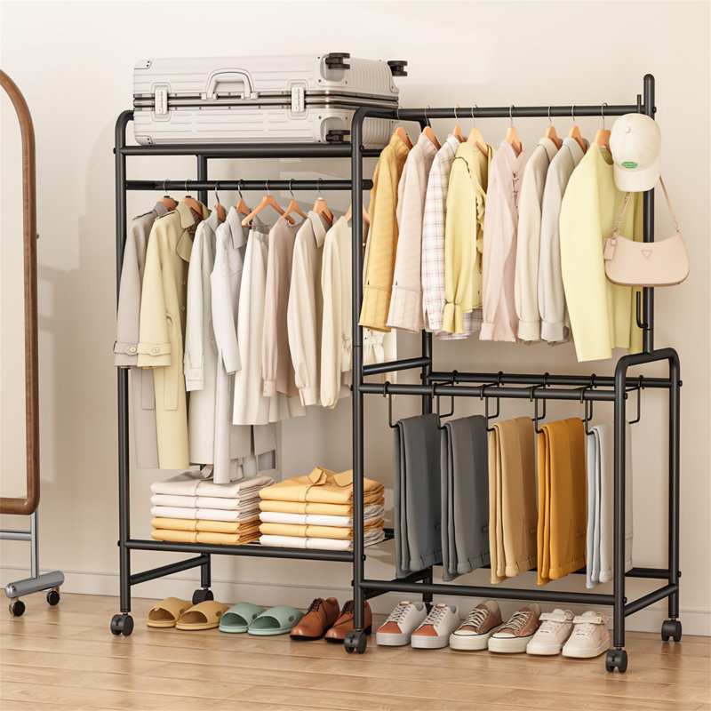 112.15cm Rolling Clothing Rack, Black