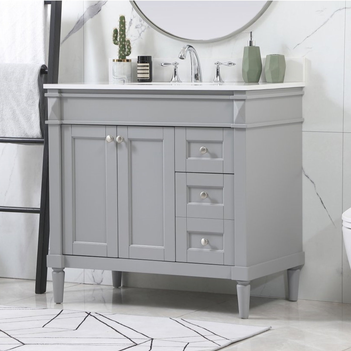 Readington Single Bathroom Vanity, Gray, 36"