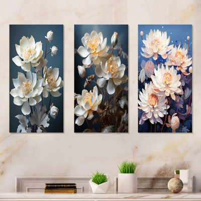 Lotus Bliss Unveilé - lot de 3 décorations murales en métal Lotus