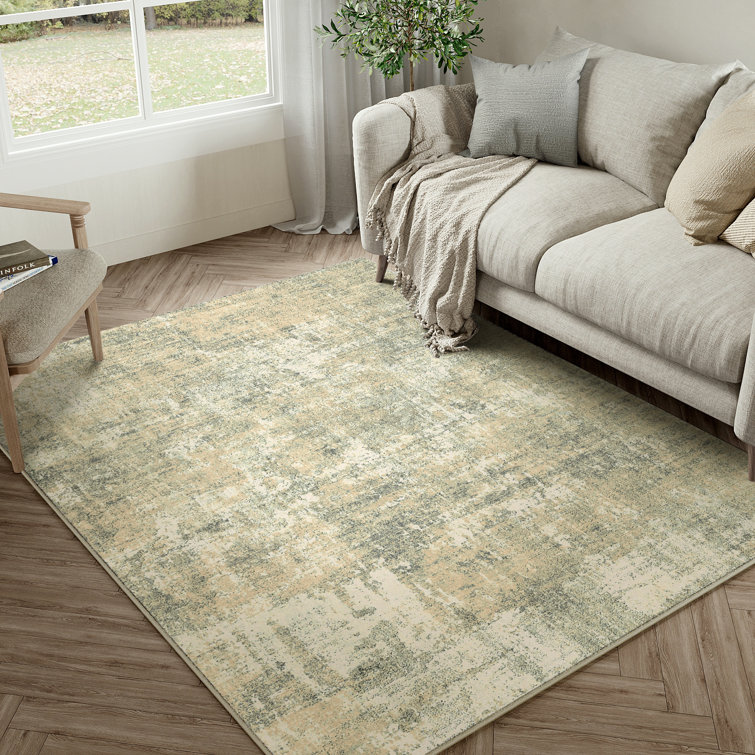 Sarah Machine Washable Abstract Area Rug with Non-Slip Backing