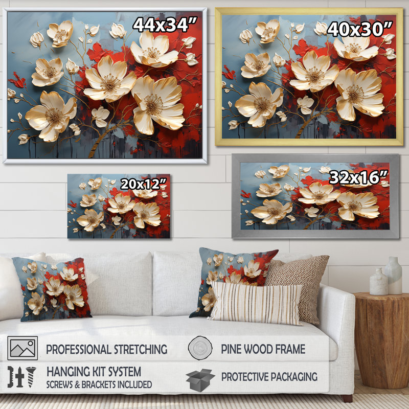 Or et pétales de tournesol beauté - Art mural floral abstrait, Cadre d'angle fermé noir, H 12 po x l 20 po x P 1 po