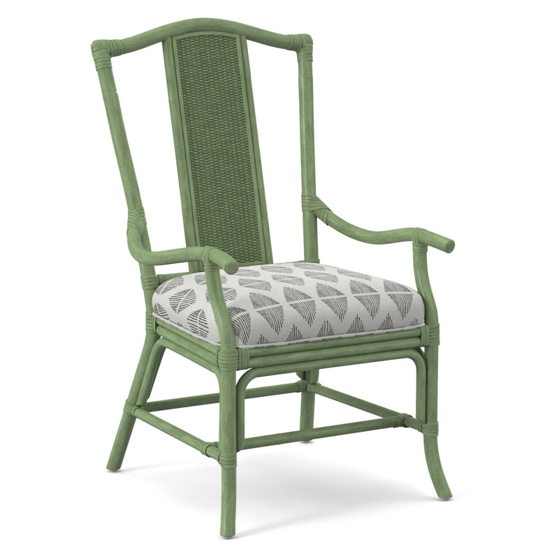 Drury Lane Slat Back Dining Arm Chair, Gray Sugar Performance; 0863-84, Celery