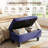 Rectangular Storage Ottoman Bench With Hinged Lid, Faux Leather Footrest For Living Room, Bedroom, Entryway, Blue, 28.5"X19"X17.5"-2138564187