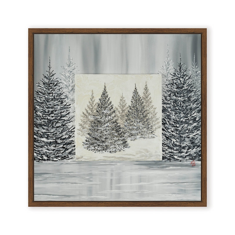 Nature Inspired "Pine Portrait" Canvas Wall Art By , 12" H x 12" W x 1.125" D, Framed Matted Print, White