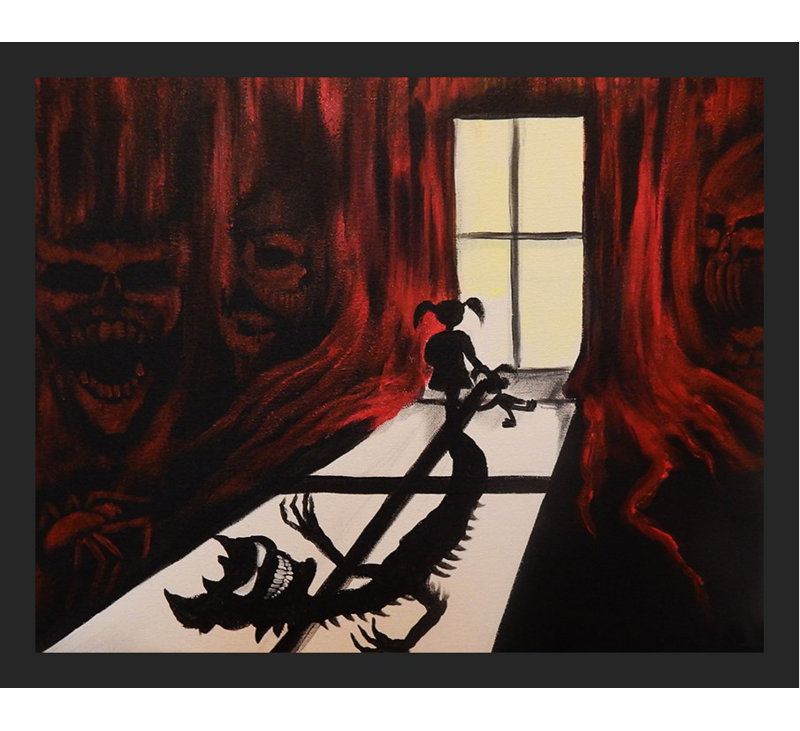 «Her Dark Mind», reproduction, H 26,5 po x l 34,5 po, Papier avec cadre noir, Pas de tapis