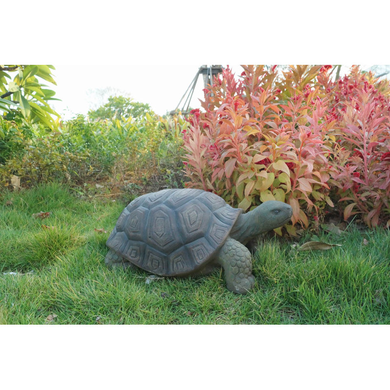 Life-like Brown Resin Turtle Garden Statue, 21 Inches