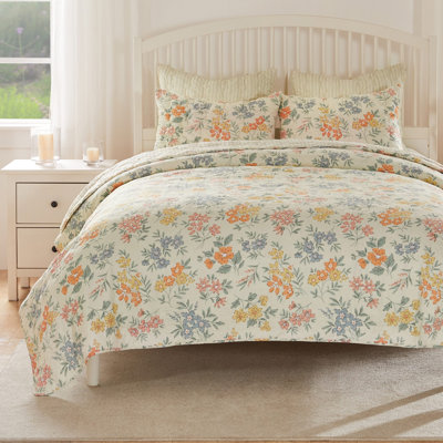 Greenland Home Fashions Chloe Pastel 3-Piece King Size Quilt Set, 105x95 Inch