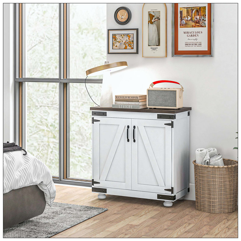 Storage Cabinet, Buffet Sideboard with Barn Door, Adjustable Shelf,wood