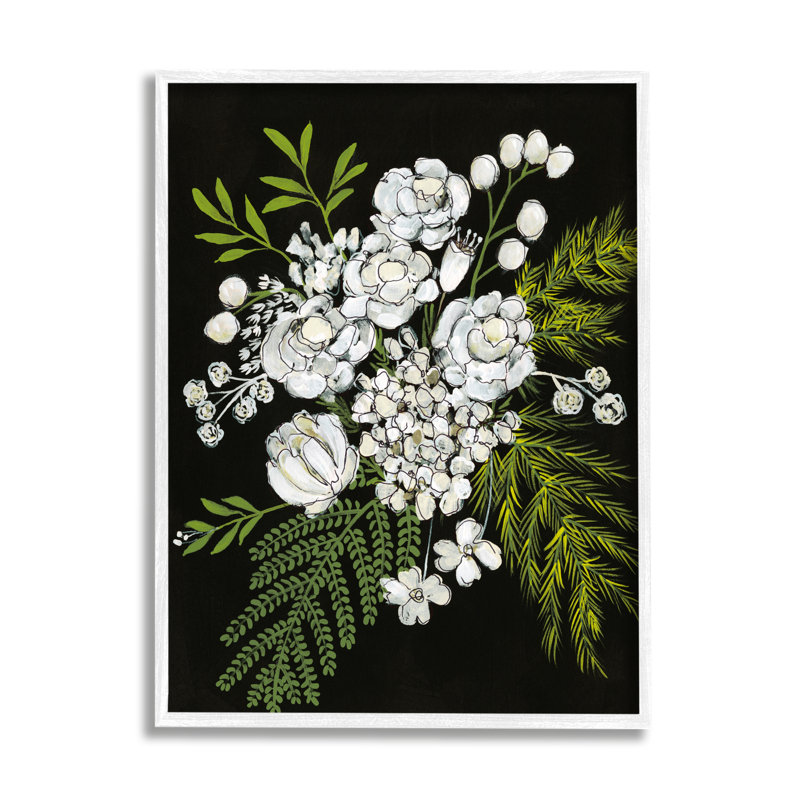 «Contrast Flower Blossoms Arrangement» par Regina Moore - impression sur bois, Giclée encadrée noir minuit