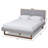 Artesha Mid-Century Modern Light Grey Fabric Upholstered And Ash Walnut Finished Wood King Size Platform Bed-671352808-769695771