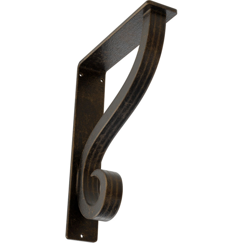 2"W  x 7 1/2"D x 10"H Ashford Triple, Wrought Iron Bracket, (Triple center brace), Antiqued Brass, 10" H x 2" W x 7.5" D