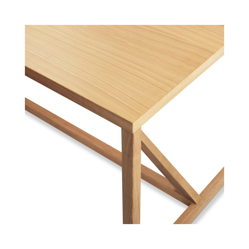Strut Walnut Wood Dining Table, 28" W x 56" L, Standard (29" Height), Oak