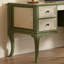 Bureau vintage en bois massif vert et blanc peint à la main