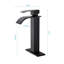 Robinet de lavabo pour salle de bain à poignée simple Waterfall Spout, noir mat, acier inoxydable avec bonde escamotable sans trop-plein
