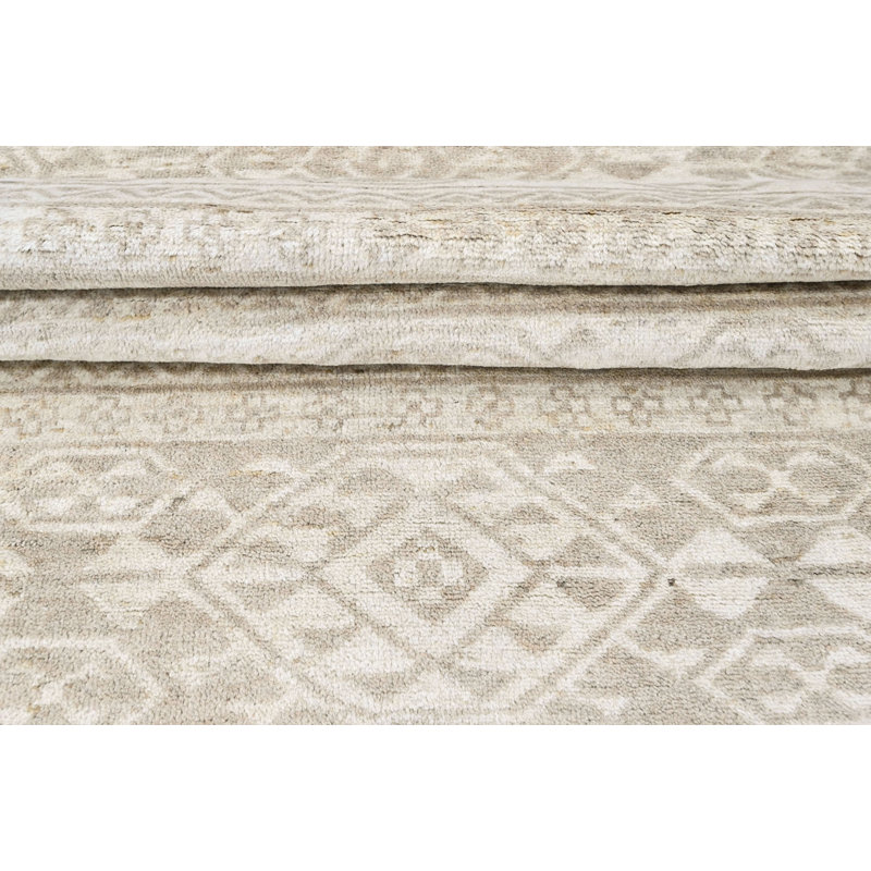 Oushak multicolore noué à la main ton sur ton gris Southwestern, Rectangle 8 pi 8 po x 11 pi 6 po