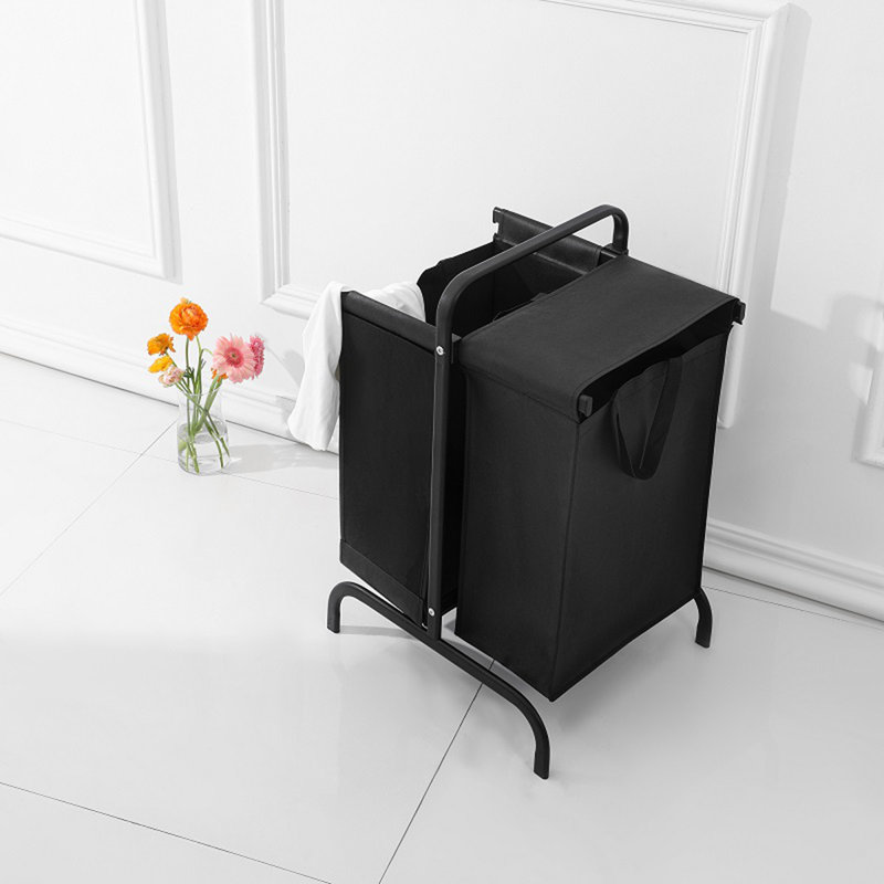 2-Tier Laundry Hamper 110L Large Oxford Clothes Basket Sorter With, Lid And Sorting Cards For Clothes & Toys Storage,Black