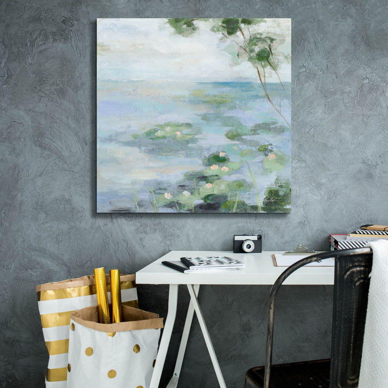 «Lily Pond 2 Light» par Silvia Vassileva, art mural sur toile, H 26 po x l 26 po x P 1,5 po